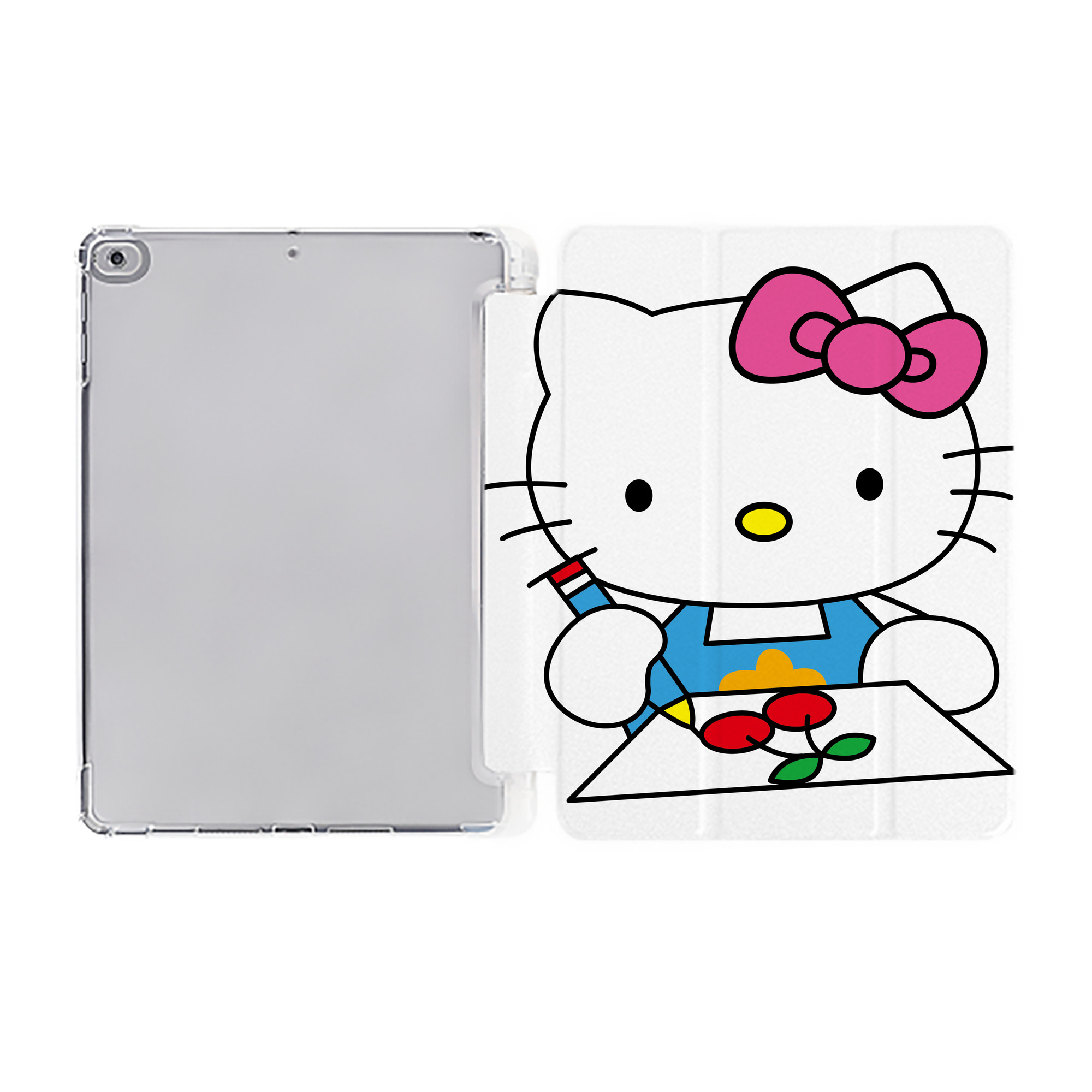 （画像用） Hello Kitty ハローキティ IPad ケース ペン収納付き 三つ折りスタンド PUレザー×シリコン 対応機種9.5/10.5/10.9インチ